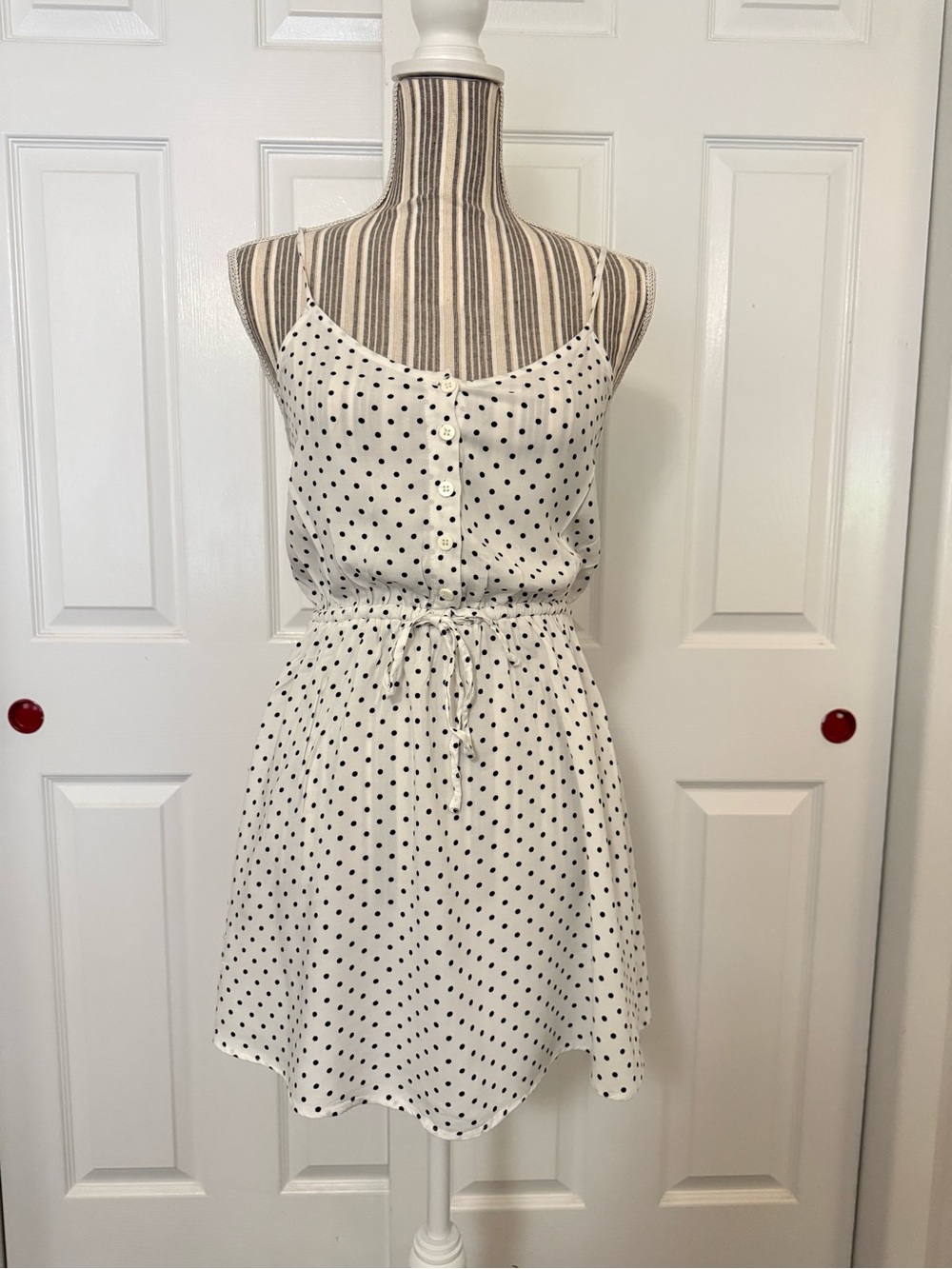H&M Divided White Black Polka Dot Cami Mini Dress Size 10 (US 6)
